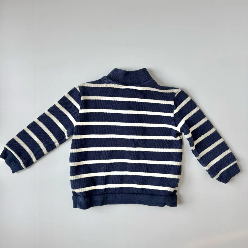 Polo Ralph Lauren Baby Boy Navy Striped Cotton Quarter Button Sweater 18-24M - Picture 4 of 4